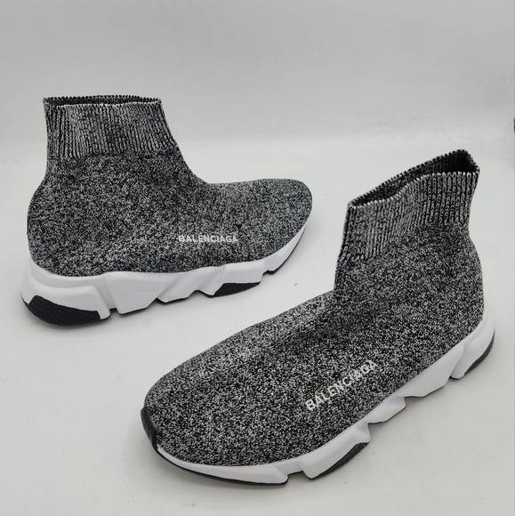 Luxury Trendy Speed Trainer Black Cristal Stretch -Knit Sneakers Size 36. - Picture 8 of 16